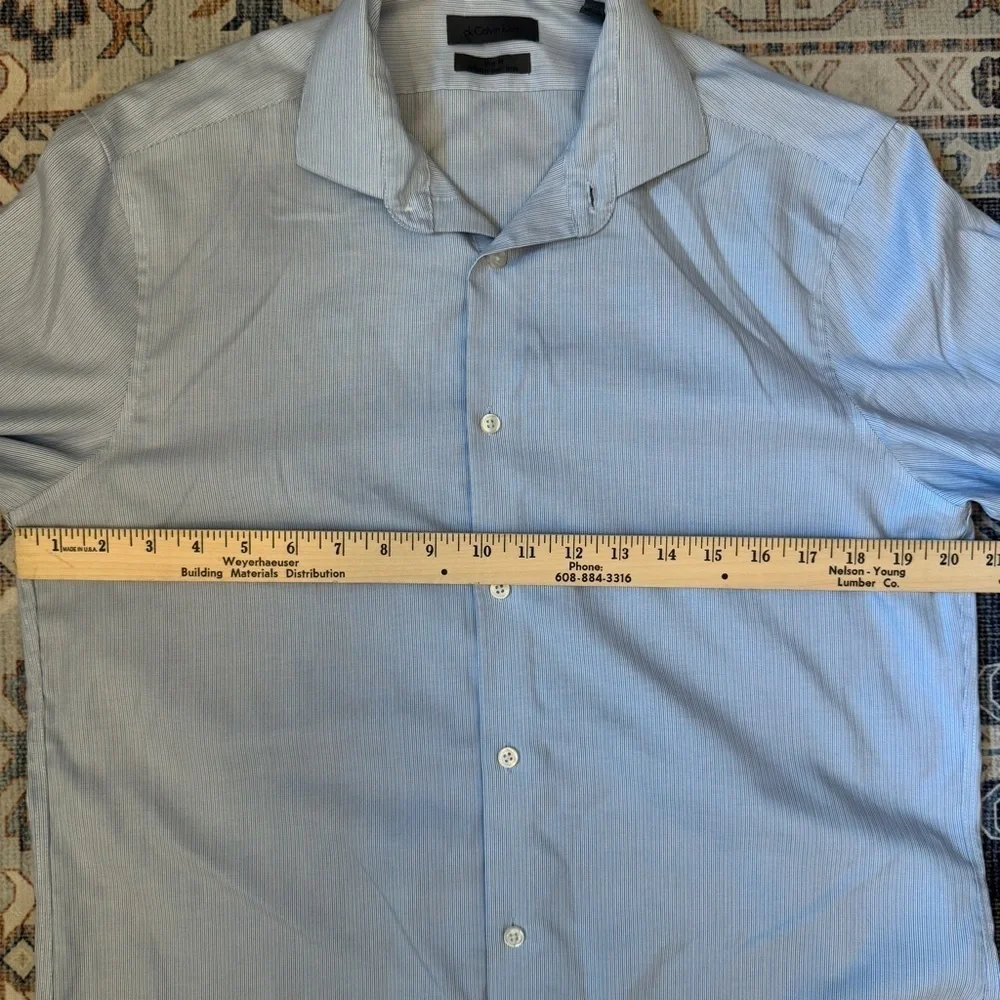 Calvin Klein Slim Fit Infinite Non-Iron Light Blue Dress Shirt Men’s Size 15.5